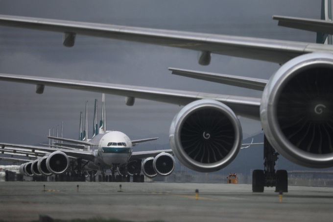 Cathay Pacific aircraft are grounded at Hong Kong International Airport as demand has slumped due to the coronavirus pandemic. Photo: Sam Tsang