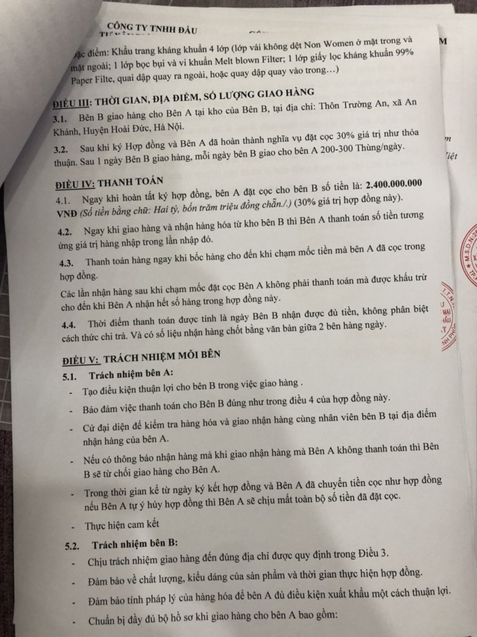 Vụ nghi lừa cọc khẩu trang 8,1 tỷ đồng: Có thuê xã hội đen dằn mặt đối tác? - 2