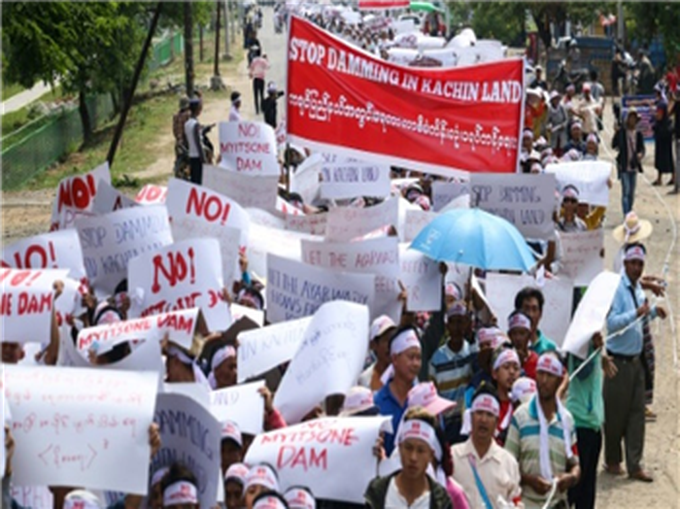 Thousands protest China-backed mega-dam in Myanmar - 1