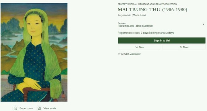 Portrait by late Vietnamese painter to be auctioned in Hong Kong - 1
