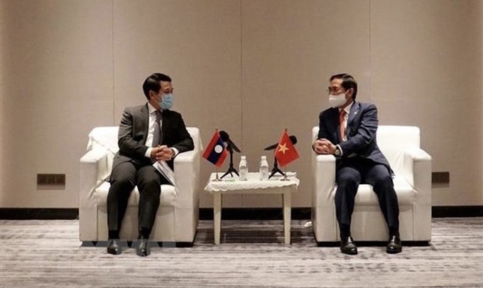 Foreign ministers of Vietnam, Laos applaud mutual support in COVID-19 fight - 1