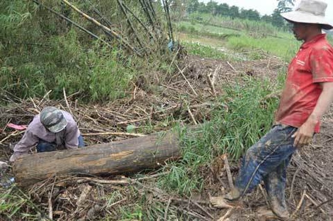 People search for lumber after floods - 4
