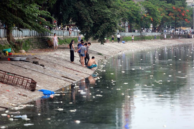 Tonnes of fish die in Hanoi lake - 3