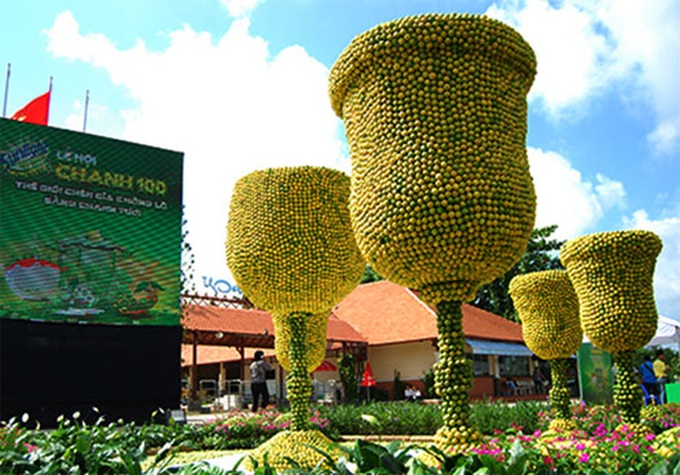 Lemon-made tea-set makes Vietnam record - 1