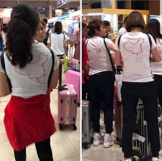 Chinese tourists made to take off illicit map T-shirts - 1 Chinese tourists made to take off illicit map T-shirts - 1