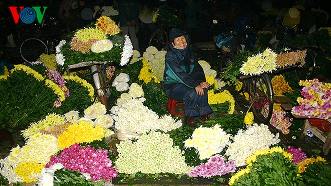 Quang An flower market at night - 2