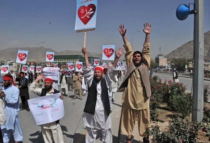 Afghans protest against French cartoons, US film - 1