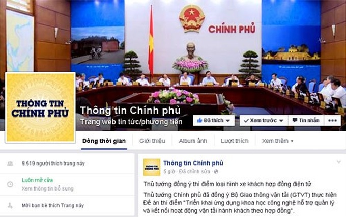 Vietnamese government goes on Facebook - 1