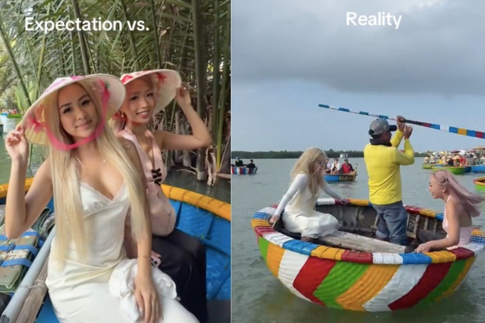 US tourists captivated by basket boat rides in Vietnam - 1