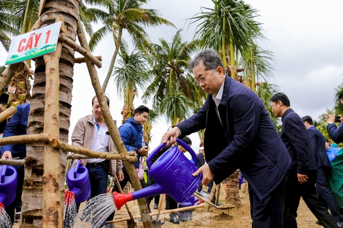 Hundreds of people plant trees on Danang’s coastal road - 2