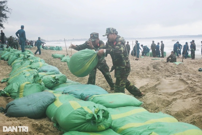 Hundreds mobilised to reinforce Quang Ngai beach - 1