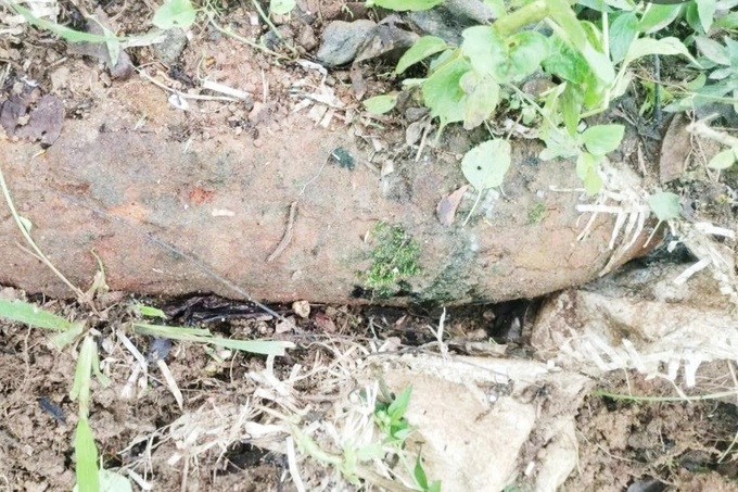 Artillery shell unearthed in Quang Ngai - 1