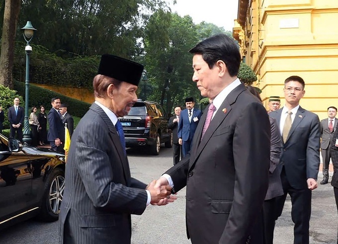 Vietnamese State President chairs welcome ceremony for Sultan of Brunei - 1