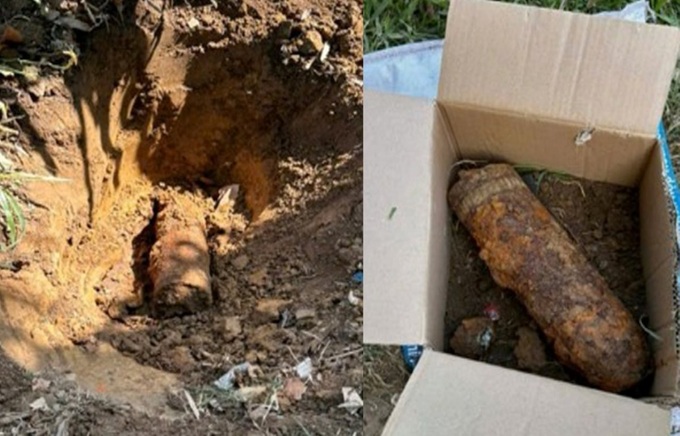 Unexploded 105mm shell found in Lam Dong garden - 2