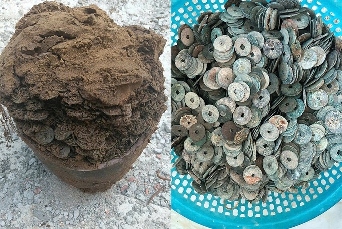 Nearly 10 kg of old coins unearthed at Nghe An house - 1