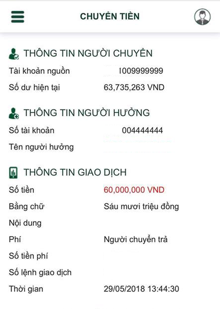 Hai số tài khoản VIP giao dịch cho nhau