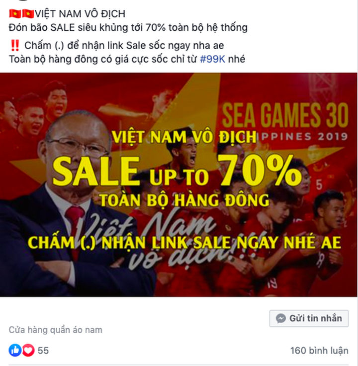 Đến đôi tất, củ khoai cũng ăn theo phong trào giảm giá mừng bóng đá Việt Nam - 2