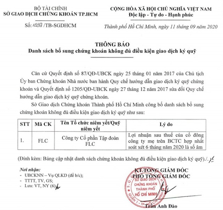 Đột ngột lỗ nặng gần 1.600 tỷ đồng, cổ phiếu tập đoàn FLC bị cắt margin - 1