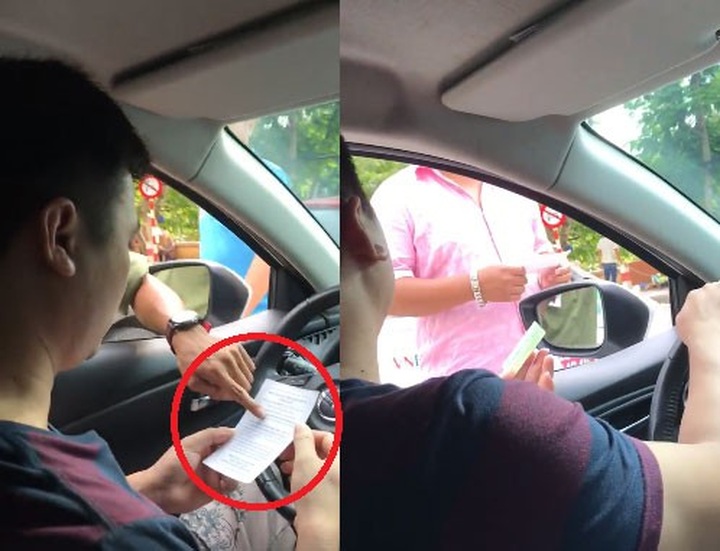 Hình ảnh tranh cãi giữa bảo vệ bệnh viện và người nhà bệnh nhi tại Bệnh viện Nhi Trung ương về việc gửi xe 3 ngày hết 1,75 triệu đồng.