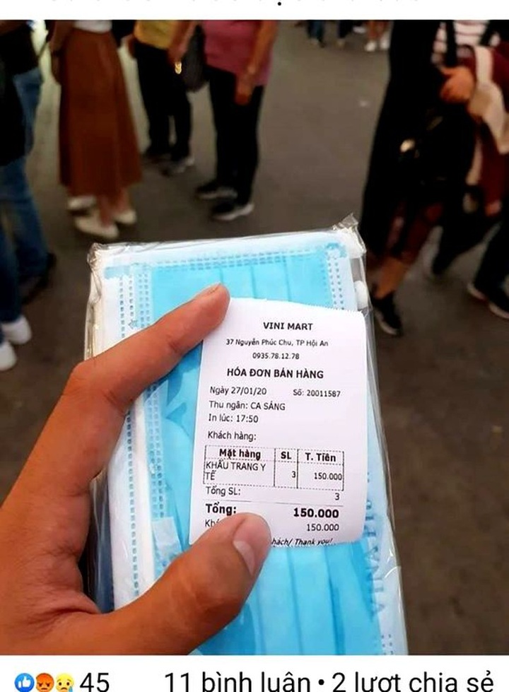 Hoang tin 1 khẩu trang phòng ngừa virus corona giá 50 ngàn đồng - 1