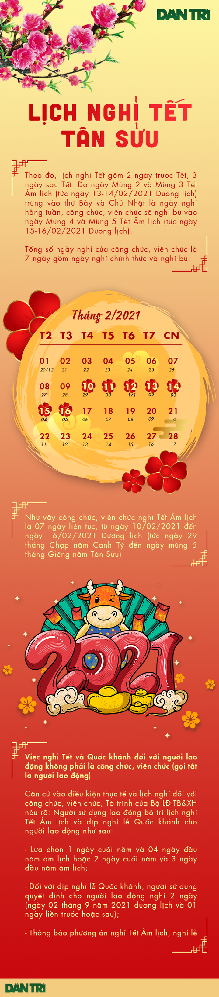 Infographic: Lịch nghỉ Tết Nguyên đán Tân Sửu và Quốc khánh 2/9 - 1