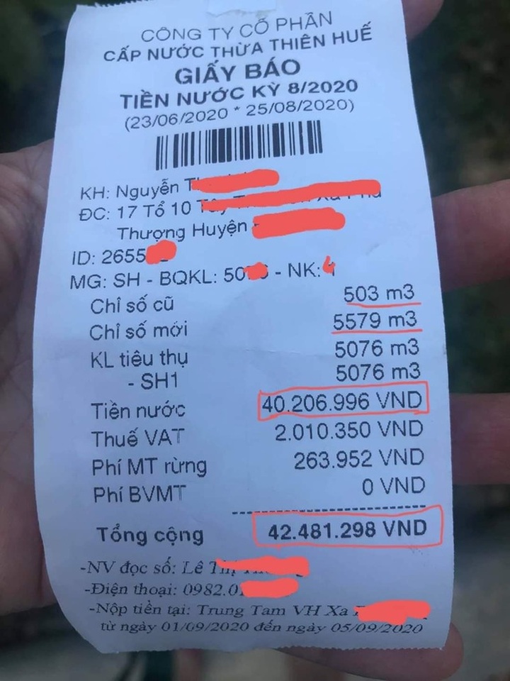 Một hộ gia đình “sốc” khi nhận giấy báo tiền nước hơn 42 triệu đồng - 1