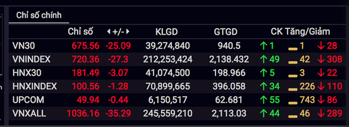 Nhà đầu tư tháo chạy, VN-Index bị thổi bay hơn 27 điểm - 1