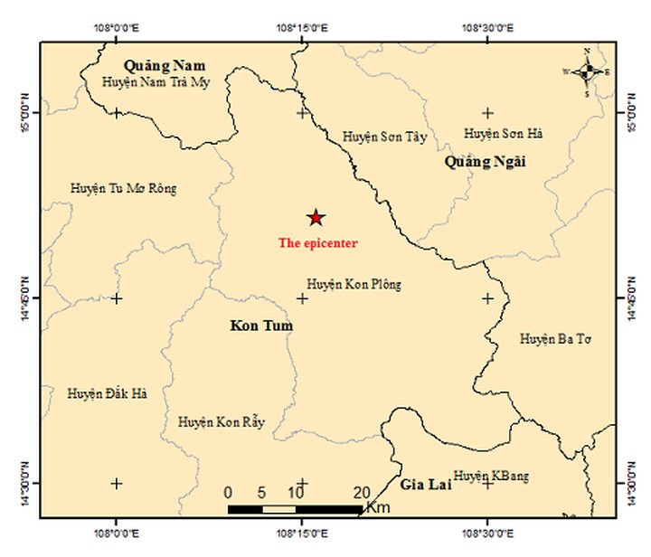 Five earthquakes reported in Kon Tum on February 7 morning - 1