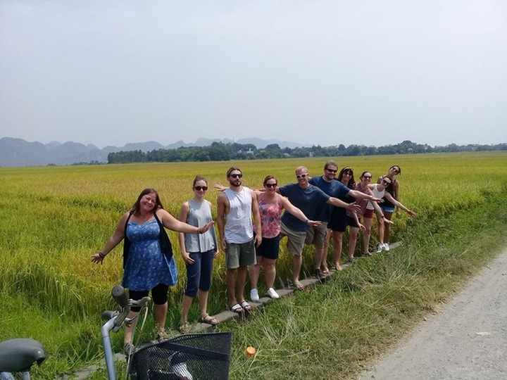 Foreign tourists experience farming life in Trang An - 1