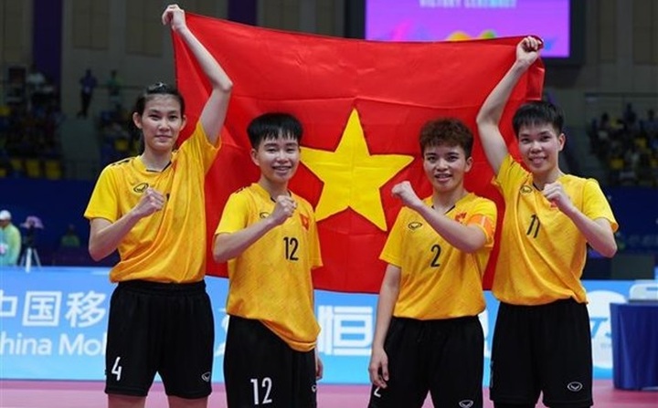 ASIAD 19: Women's sepak takraw team bring second gold medal to Vietnam - 1 ASIAD 19: Women's sepak takraw team bring second gold medal to Vietnam - 1