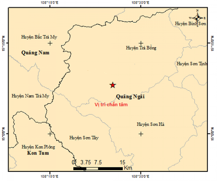 Quang Ngai faces two earthquakes on Monday morning - 1