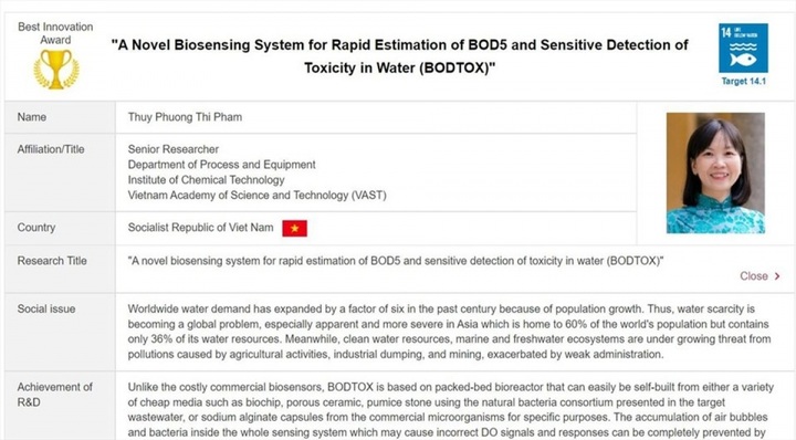 Three Vietnamese women claim Asia Innovation Awards - 1 Three Vietnamese women claim Asia Innovation Awards - 1