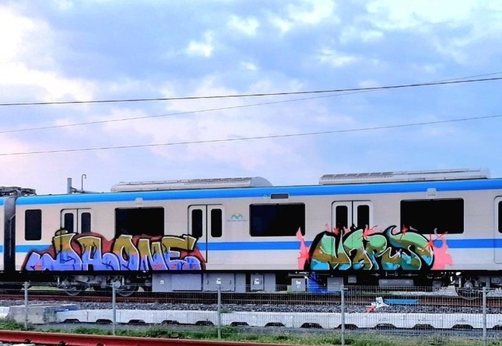 HCM City metro train graffitied - 1