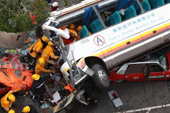 Five dead, 32 injured in Hong Kong coach crash: police - 1 Five dead, 32 injured in Hong Kong coach crash: police - 1