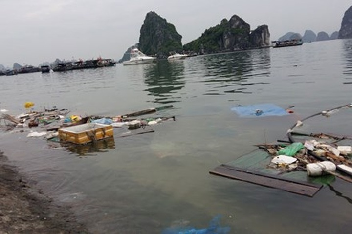 Ha Long Bay surrounded by rubbish - 1 Ha Long Bay surrounded by rubbish - 1