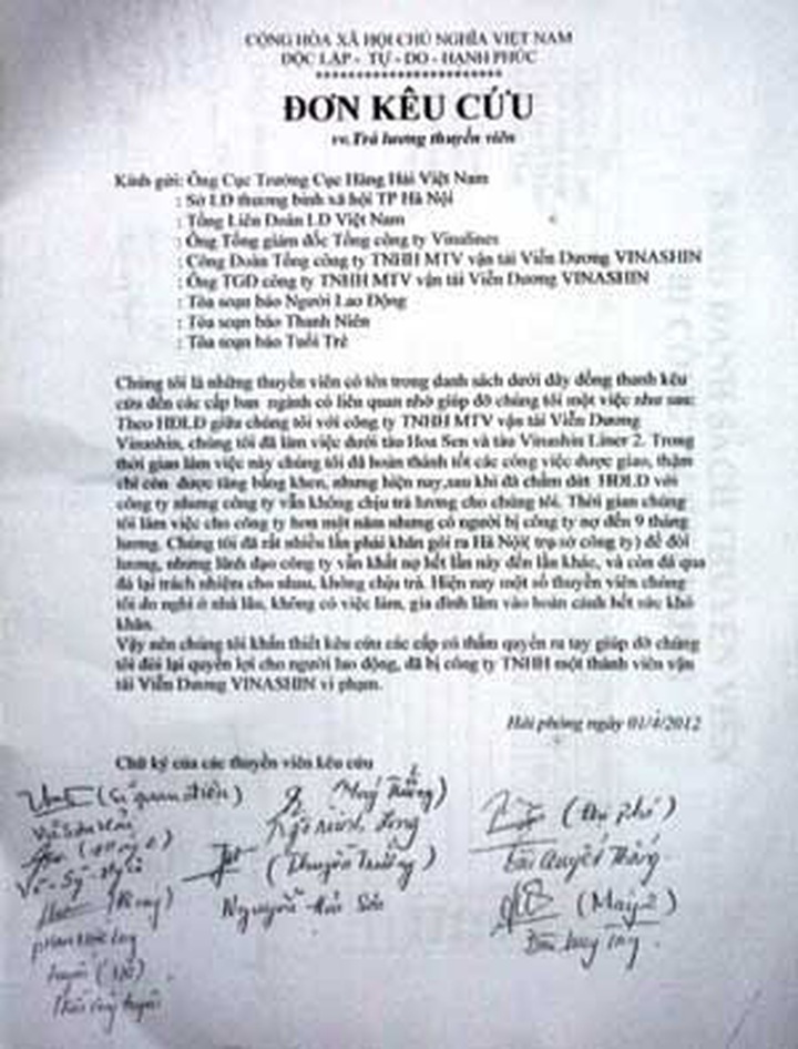 Hoa Sen Ship’s sailors owed billions in salaries - 2 Hoa Sen Ship’s sailors owed billions in salaries - 2