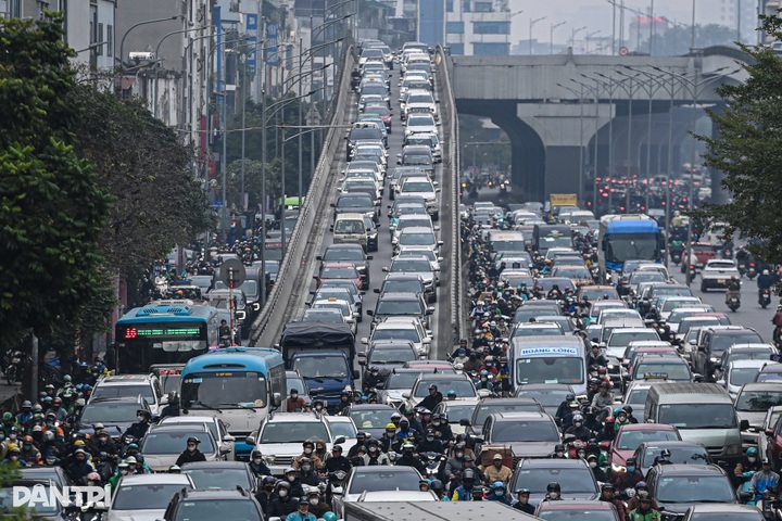 Peach blossoms and kumquat trees inch through Hanoi gridlock before Tet - 9