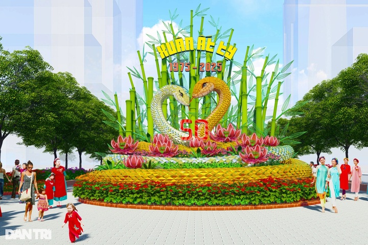 Snake mascots become highlights of Nguyen Hue Flower Street - 3 Snake mascots become highlights of Nguyen Hue Flower Street - 3
