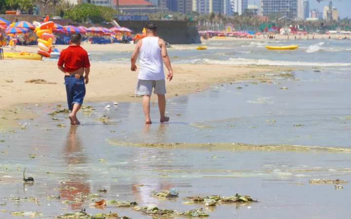 Unusual foam and colour changes reported at Vung Tau beach - 1 Unusual foam and colour changes reported at Vung Tau beach - 1