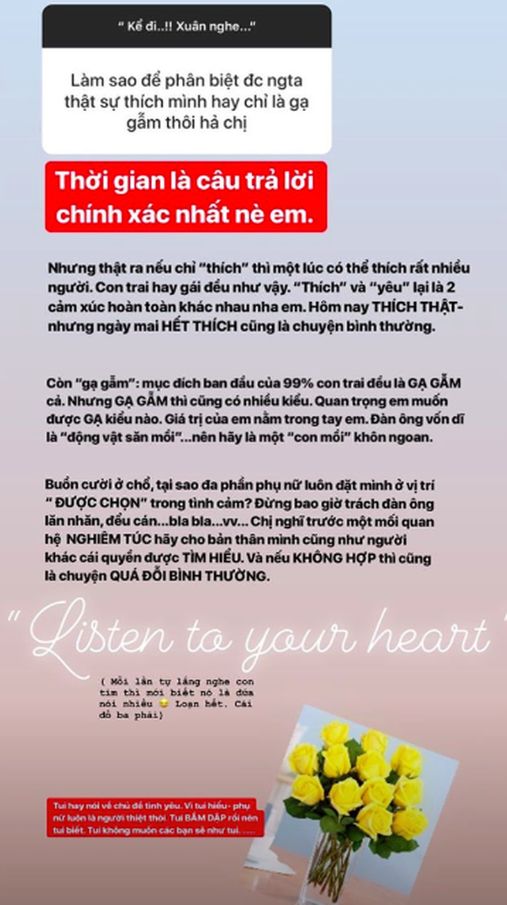 Bạn gái Lâm Tây tâm sự từng bầm dập vì tình yêu, chia sẻ kinh nghiệm tình trường với fan - Ảnh 4.