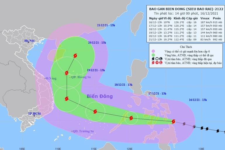 Bão Rai sắp vào Biển Đông mạnh lên thành siêu bão - 1