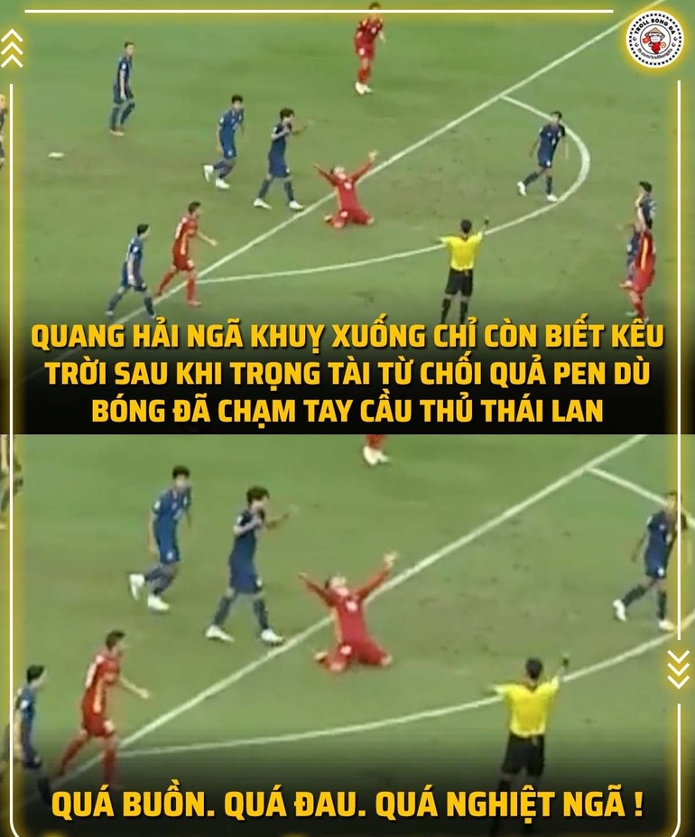 Sự bức xúc của Quang Hải sau những quyết định gây tranh cãi của trọng tài chính (Ảnh: Troll bóng đá).