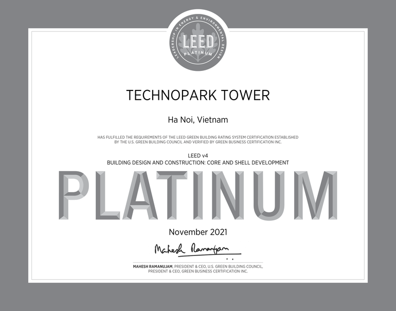 TechnoPark Tower đạt chứng chỉ Công trình Xanh LEED Platinum - 2