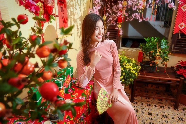 Á khôi Tài sắc Việt Nam duyên dáng trong bộ áo dài đón Tết - 8 Á khôi Tài sắc Việt Nam duyên dáng trong bộ áo dài đón Tết - 8