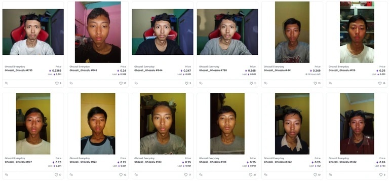 Ghozali đã kiếm được gần 1,3 triệu USD nhờ bán những bức ảnh selfie của bản thân (Ảnh: NFT OpenSea). Ghozali đã kiếm được gần 1,3 triệu USD nhờ bán những bức ảnh selfie của bản thân (Ảnh: NFT OpenSea).