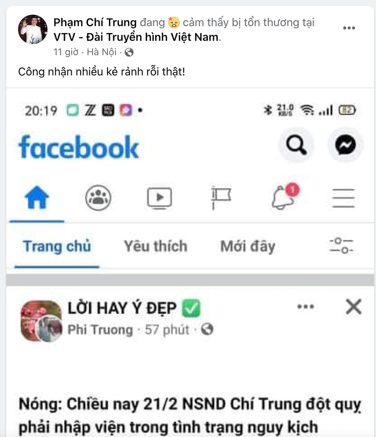 Táo Giao thông Chí Trung lên tiếng về tin đồn bị đột quỵ, phải nhập viện - 1 Táo Giao thông Chí Trung lên tiếng về tin đồn bị đột quỵ, phải nhập viện - 1