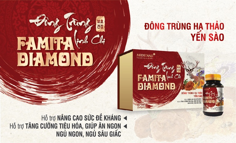 Đông trùng Linh chi Famita Diamond hỗ trợ tăng đề kháng, ăn ngon, ngủ ngon - 2 Đông trùng Linh chi Famita Diamond hỗ trợ tăng đề kháng, ăn ngon, ngủ ngon - 2