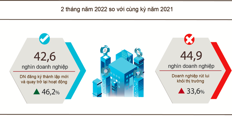 Doanh nghiệp đăng ký mới và rút lui đều tăng trong 2 tháng đầu năm - 1