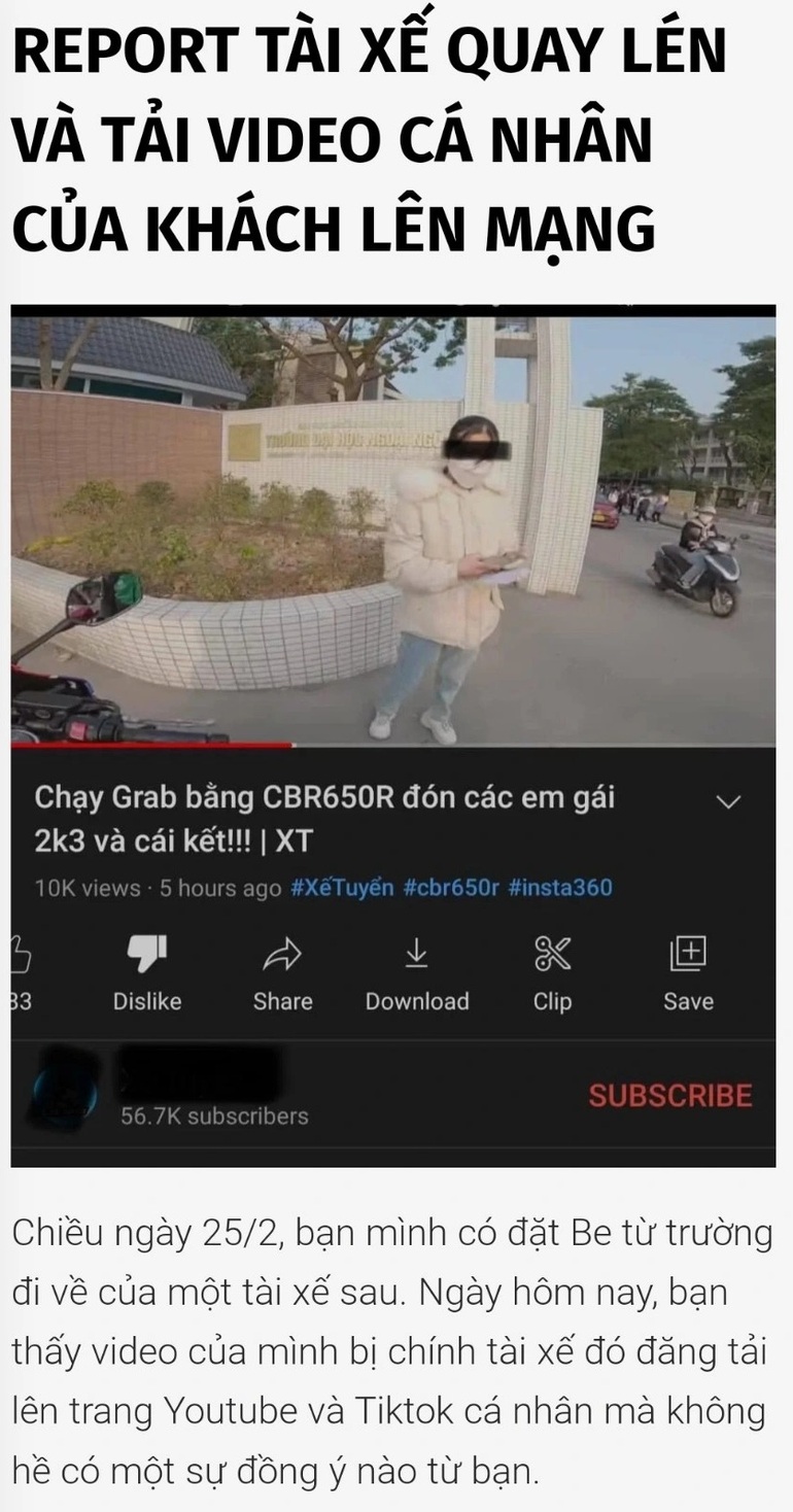 Tài xế quay lén và tải video cá nhân của khách lên mạng có vi phạm luật? - 1 Tài xế quay lén và tải video cá nhân của khách lên mạng có vi phạm luật? - 1