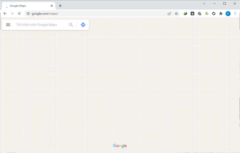Phiên bản Google Maps trên trình duyệt web máy tính cũng không hiển thị được gì (Ảnh chụp màn hình).